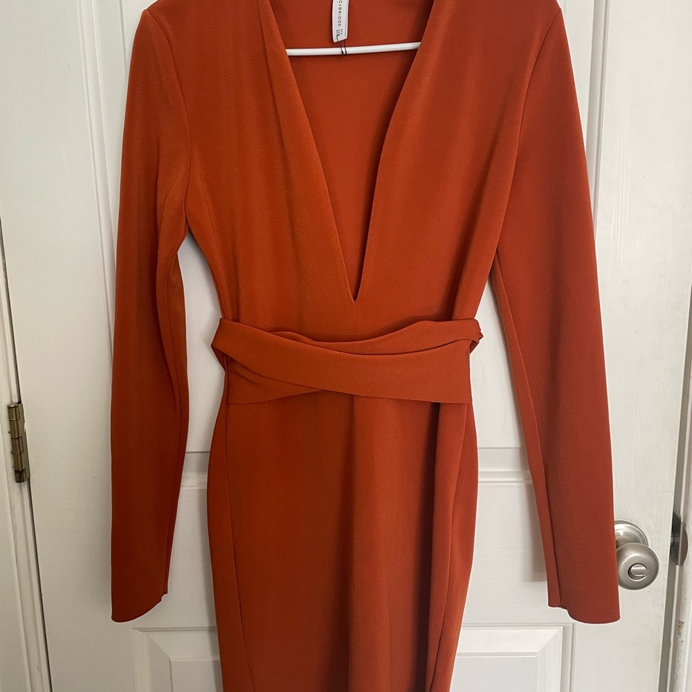 Sexy Orange Long Sleeve Dress